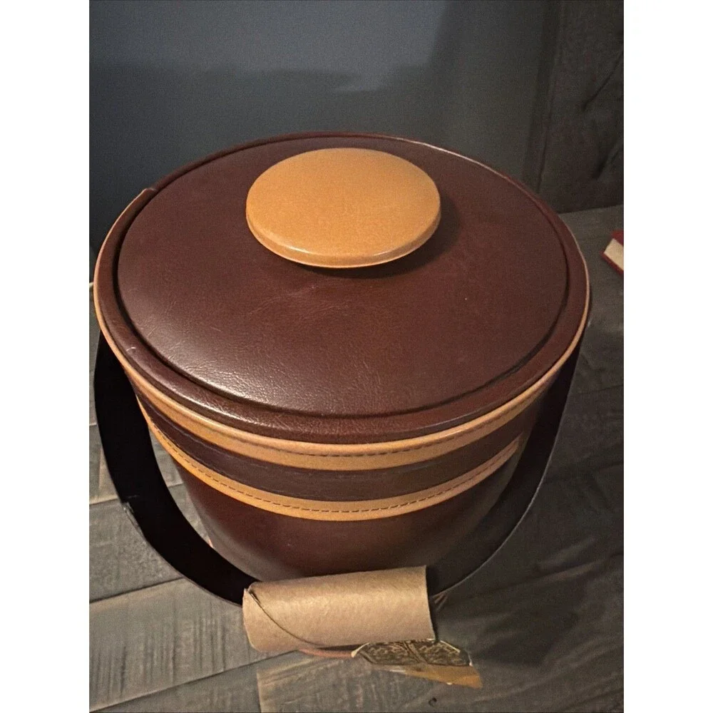 George Briard ︱Ice Bucket︱NEW︱MCM︱Vintage︱w/ Tags︱Brown Leather︱USA